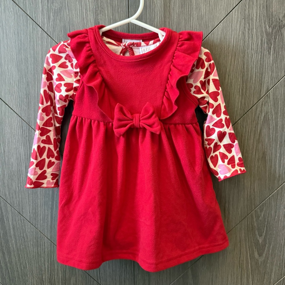 Just Lizzy Red Ruffled Valentines Day Dress with Heart Bodysuit